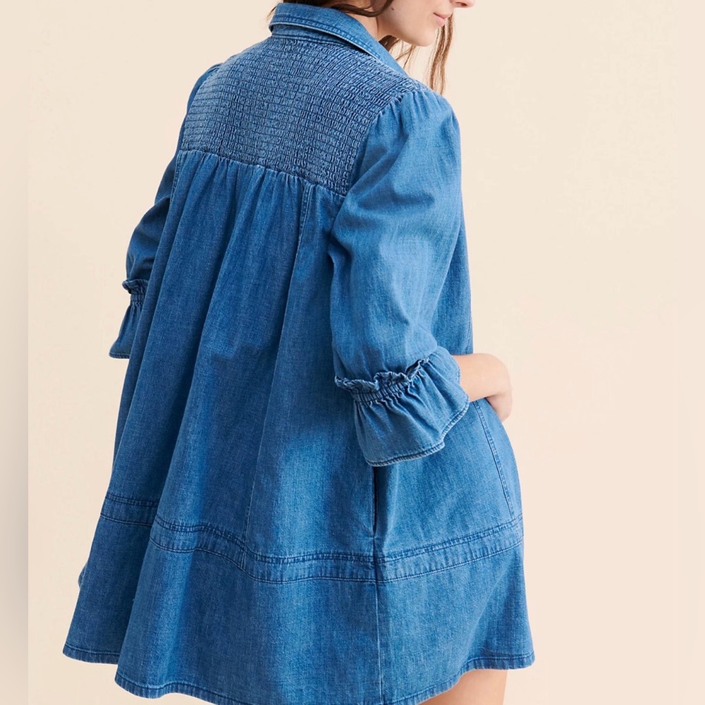 Free People Vanessa Denim Tunic Top Shirt-Boho-Hippie-Festival-XS